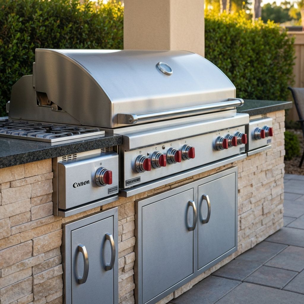 Built-in grill and countertop detail