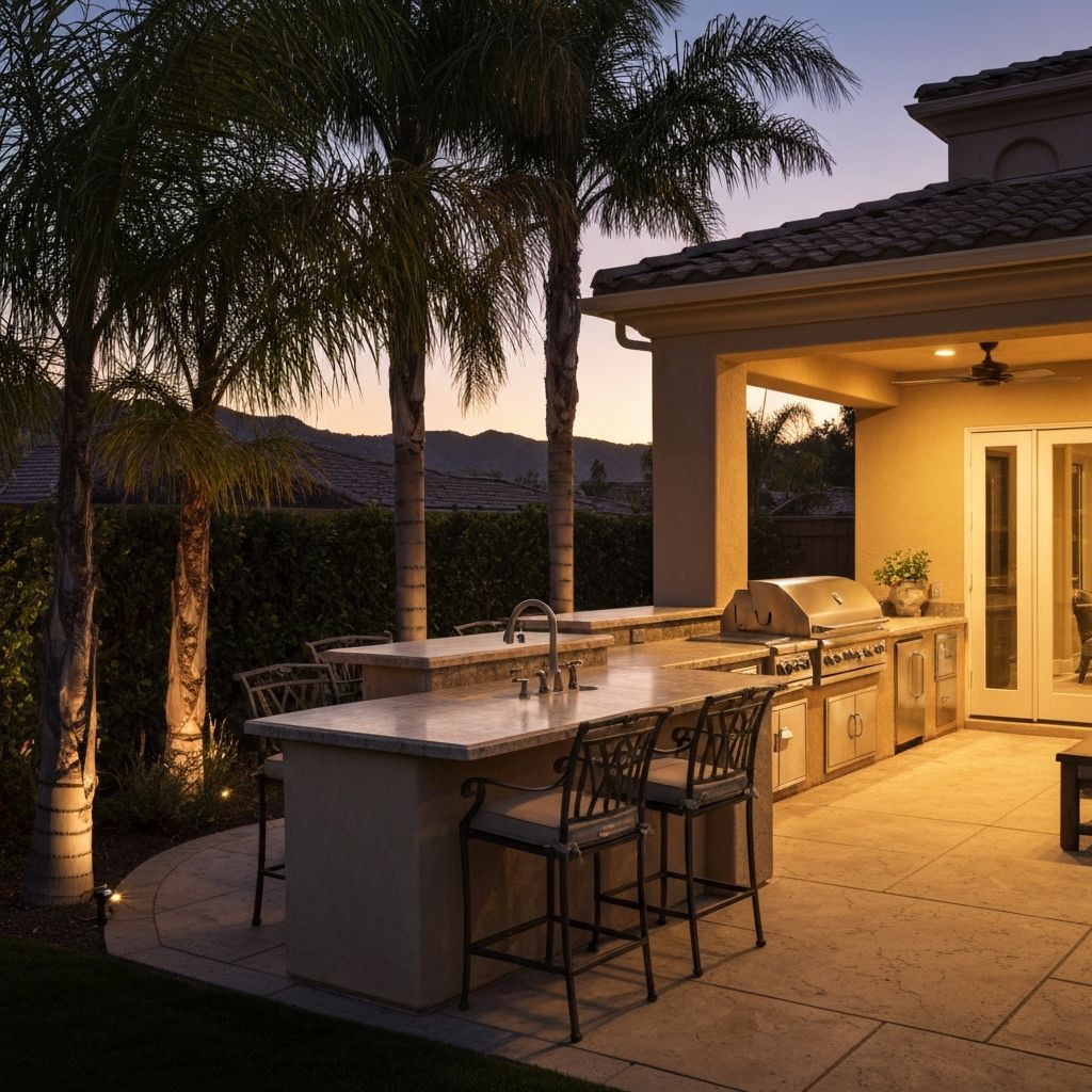 Outdoor kitchen with built-in grill