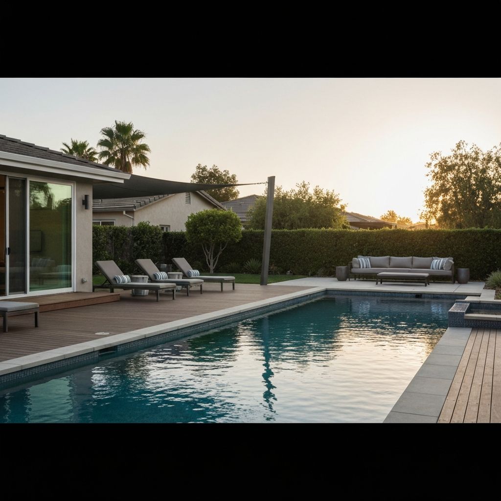 Modern poolside entertaining area